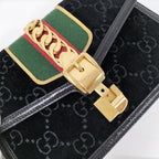 Gucci Shoulder Bag Sherry Line Suede Black — view 8