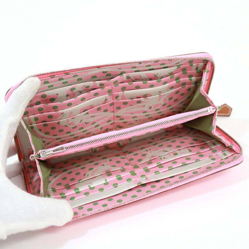 Hermes Azap Long Silk in Wallet Epsom Rose Confetti Silver Y-engraved — view 3