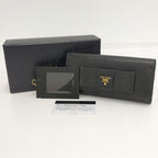 Prada Bifold Wallet Ribbon Leather Saffiano Black Nero — view 9