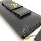 Prada Bifold Wallet Ribbon Leather Saffiano Black Nero — view 5
