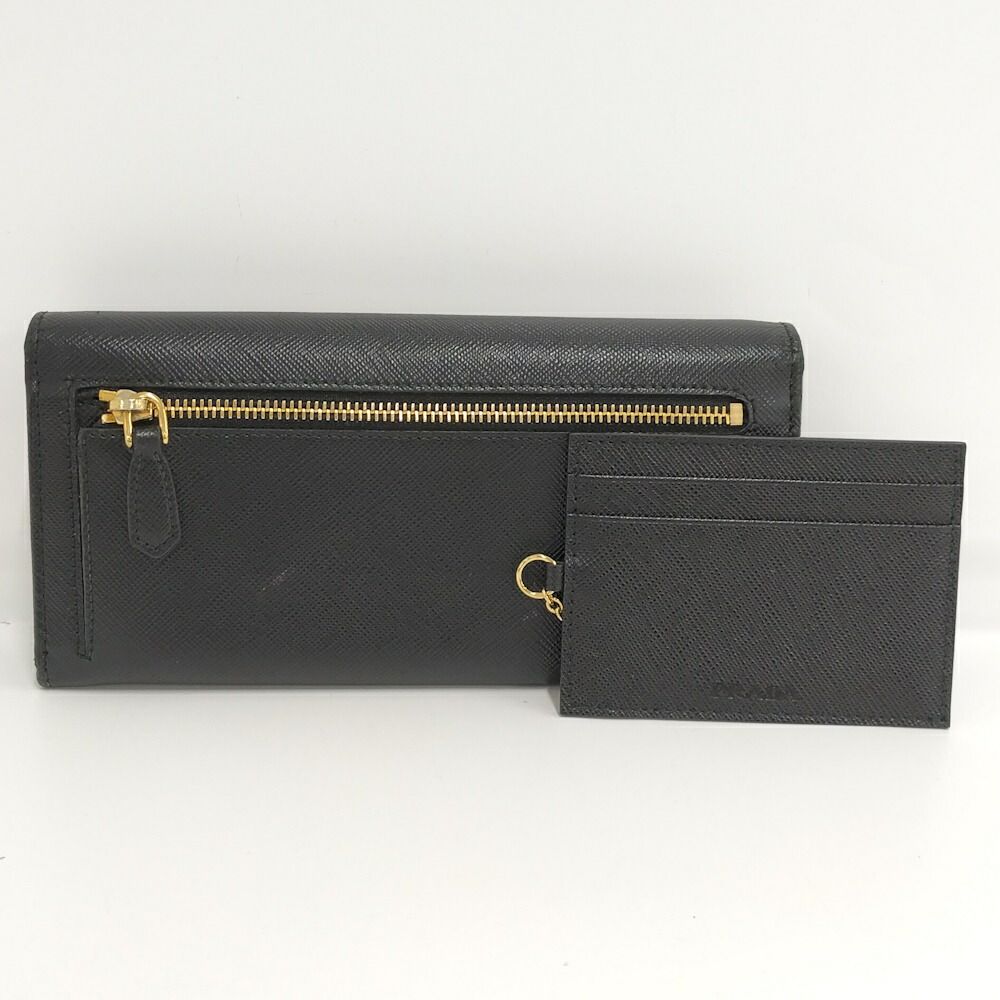 Prada Bifold Wallet Ribbon Leather Saffiano Black Nero — view 3