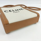 Celine Mini Vertical Cover 2-Way Bag Canvas Leather Brown Off White — view 5