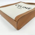 Celine Mini Vertical Cover 2-Way Bag Canvas Leather Brown Off White — view 3