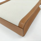 Celine Mini Vertical Cover 2-Way Bag Canvas Leather Brown Off White — view 4