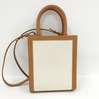 Celine Mini Vertical Cover 2-Way Bag Canvas Leather Brown Off White — view 2