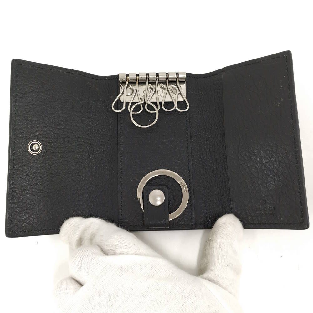 Gucci 6 Key Case Leather Black Silver 0416 Key Holder — view 6