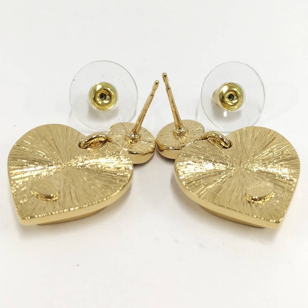 Chanel Earrings Heart CC Logo Plated Gold — view 8