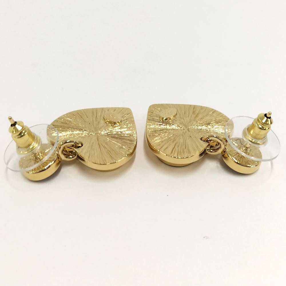 Chanel Earrings Heart CC Logo Plated Gold — view 6