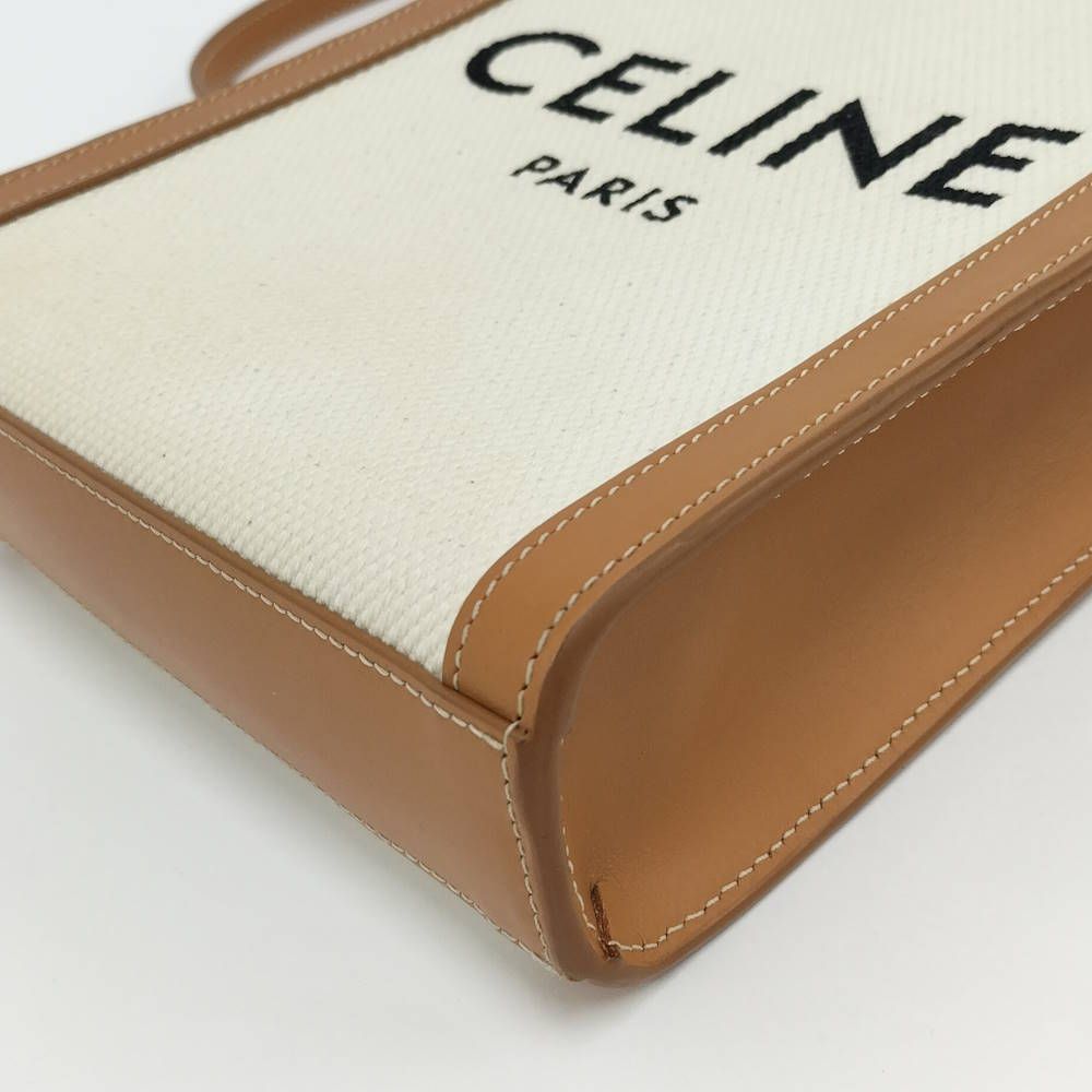 Celine Vertical Cover Mini 2-Way Shoulder Bag Canvas Leather Ivory — view 4