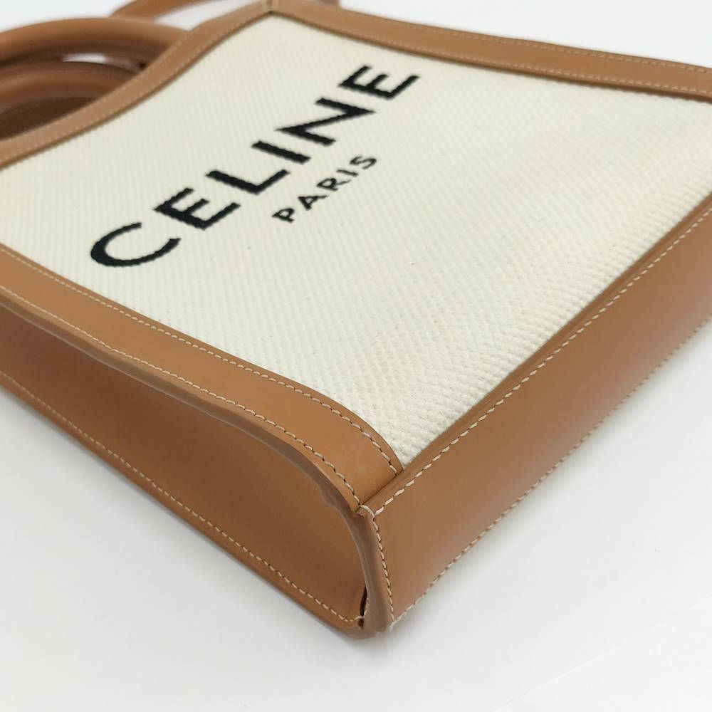 Celine Vertical Cover Mini 2-Way Shoulder Bag Canvas Leather Ivory — view 3