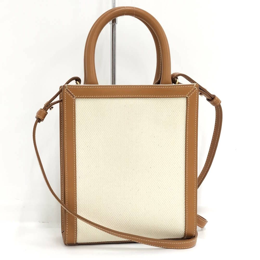 Celine Vertical Cover Mini 2-Way Shoulder Bag Canvas Leather Ivory — view 2