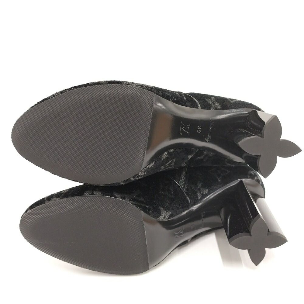 Louis Vuitton Short Boots Silhouette Line 39 Velour Black — view 8