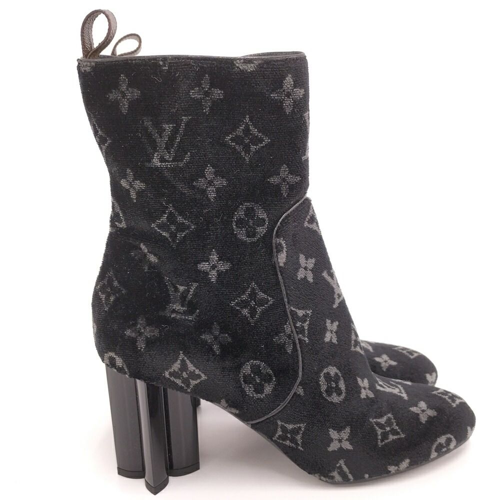 Louis Vuitton Short Boots Silhouette Line 39 Velour Black — view 4