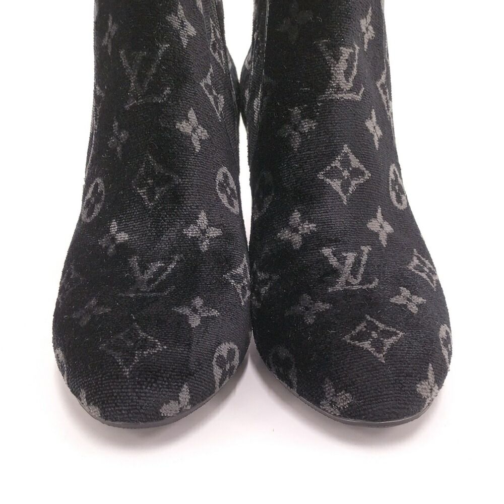 Louis Vuitton Short Boots Silhouette Line 39 Velour Black — view 6