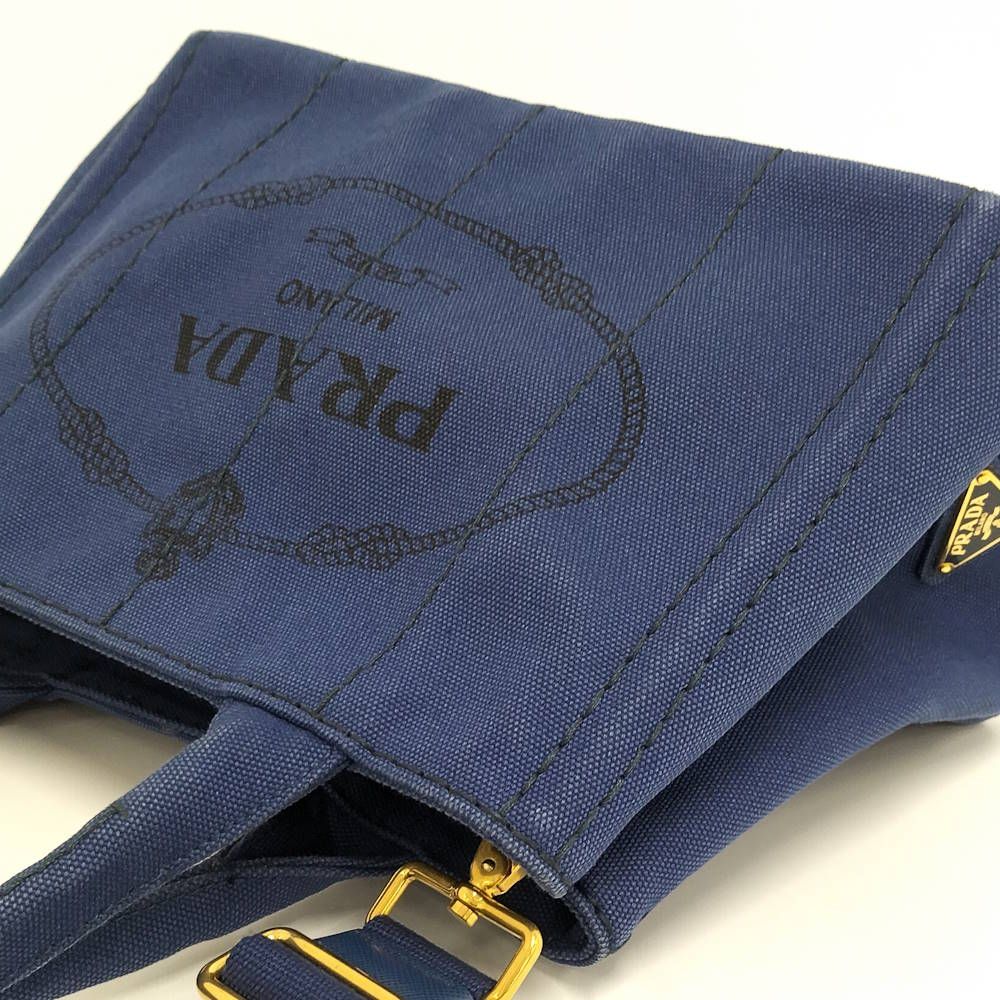 Prada Canapa Tote 2-Way Canvas Blue — view 3