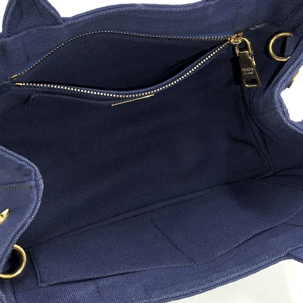 Prada Canapa Tote 2-Way Canvas Blue — view 9