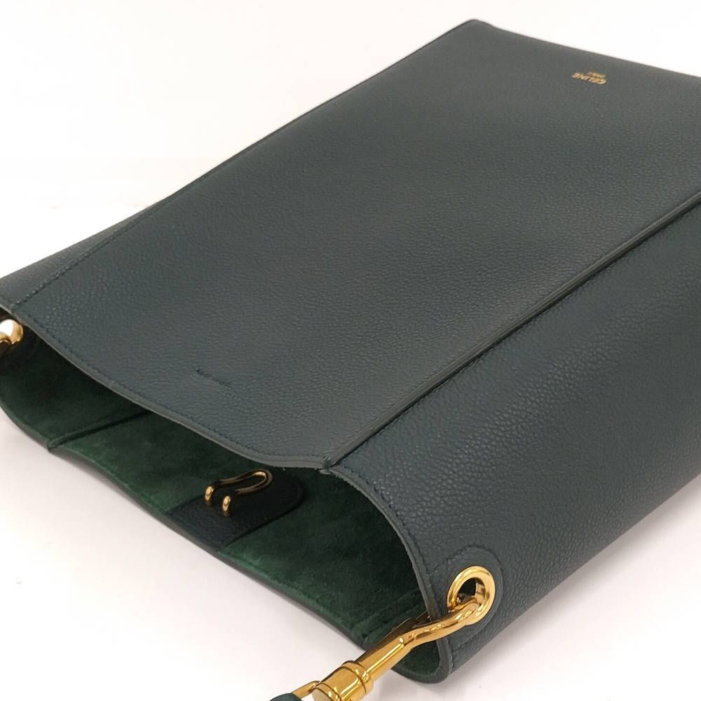 Celine Sangles Small Bucket Shoulder Bag Leather Green — view 3