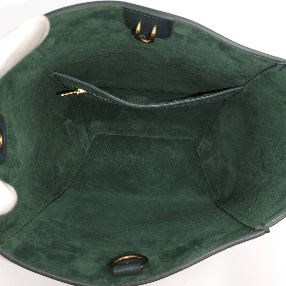 Celine Sangles Small Bucket Shoulder Bag Leather Green — view 9