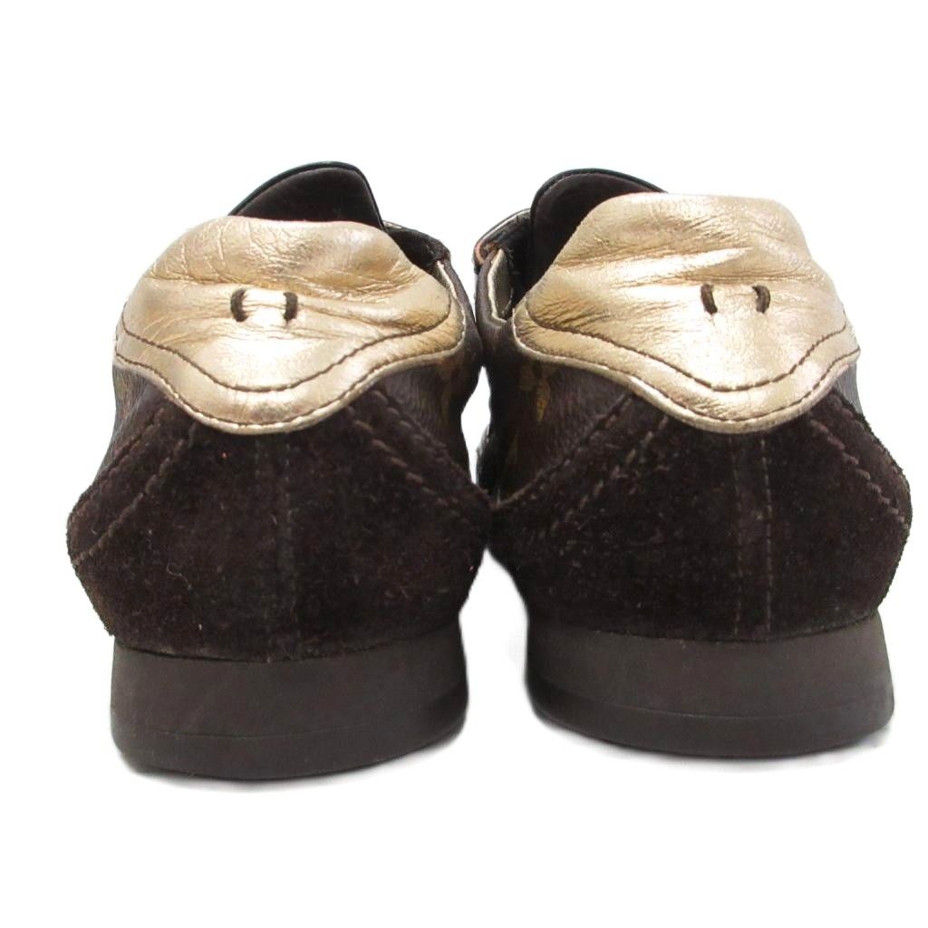 Louis Vuitton Monogram Sneakers Low Cut Velcro Logo Shoes 35.5 Brown — view 3