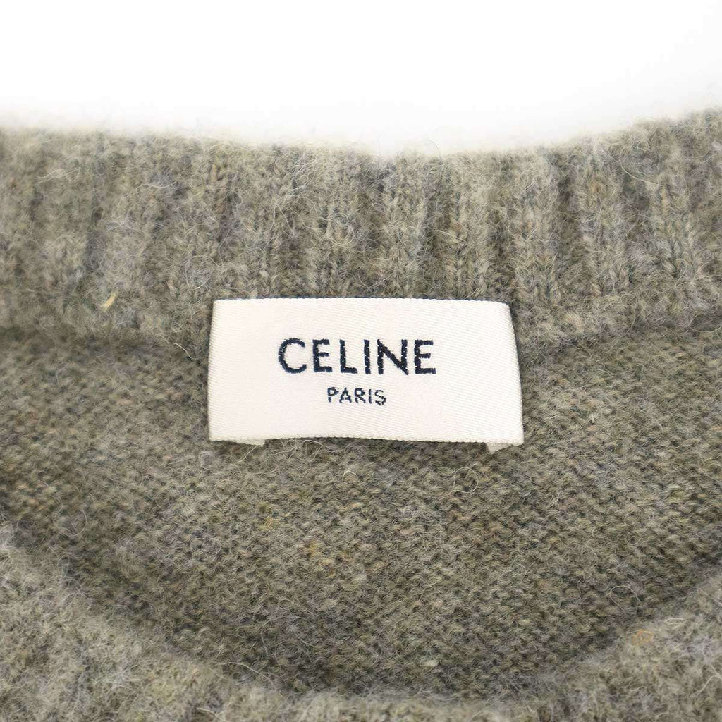 Celine Alpaca Cowl Argyle Car Digan Beige Shoulder Bag — view 3