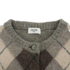 Celine Alpaca Cowl Argyle Car Digan Beige Shoulder Bag — view 4