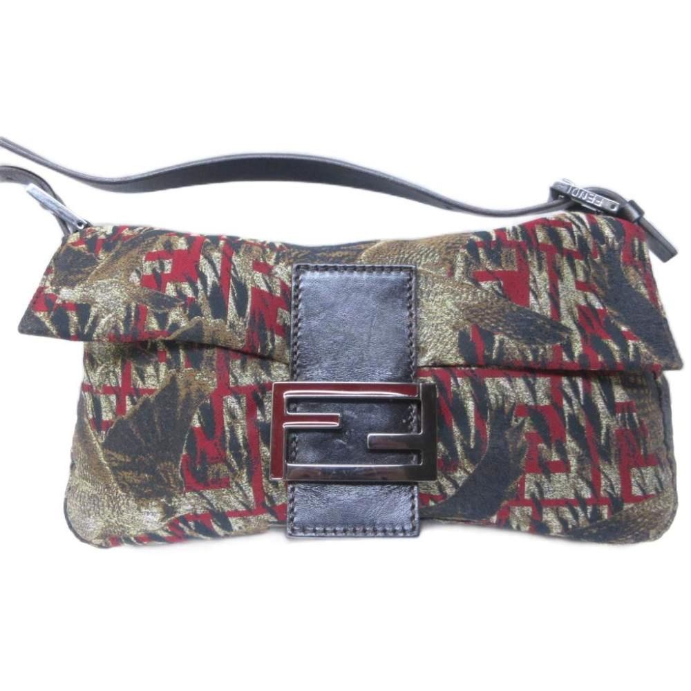 Fendi Mamma Bucket Shoulder Bag Bird Print Zucca Pattern Logo Leather Hawk — view 3