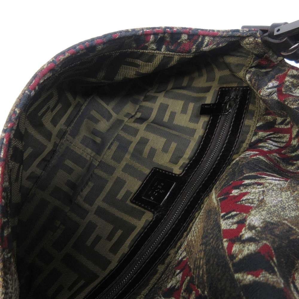 Fendi Mamma Bucket Shoulder Bag Bird Print Zucca Pattern Logo Leather Hawk — view 9
