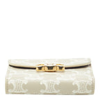 Celine Triomphe Small Flap Wallet Trifold Beige Ivory Leather — view 3