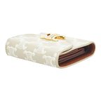 Celine Triomphe Small Flap Wallet Trifold Beige Ivory Leather — view 5