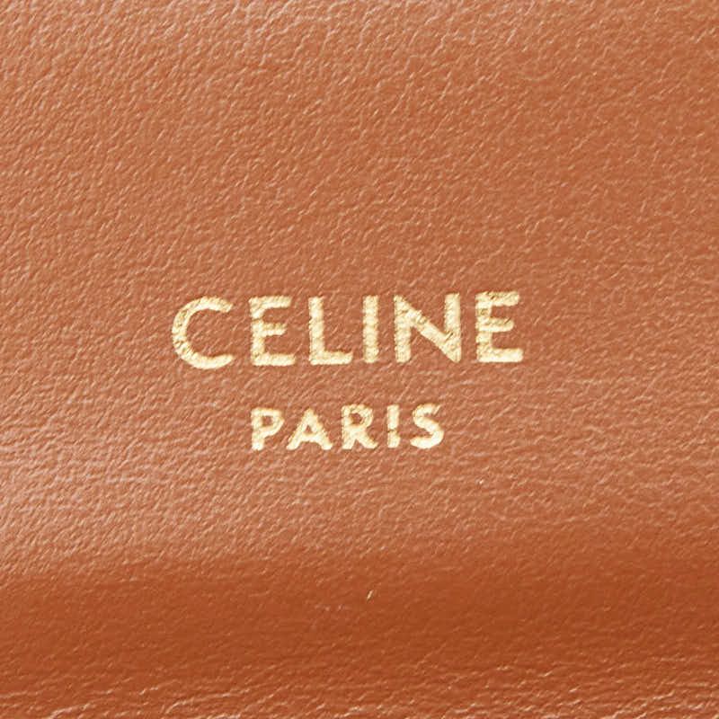 Celine Triomphe Small Flap Wallet Trifold Beige Ivory Leather — view 8