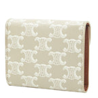 Celine Triomphe Small Flap Wallet Trifold Beige Ivory Leather — view 2