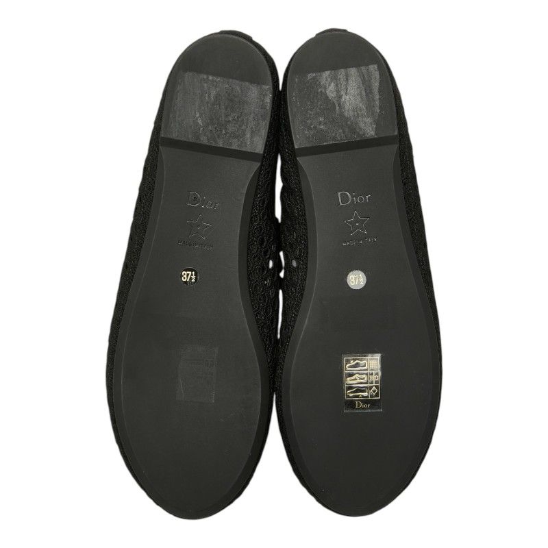Dior CD Logo Mesh Flat Ballet Shoes 37.5 Black Fabric — view 5