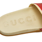 Gucci Interlocking Slide Sandals Shower Beige Green Red Rubber — view 6