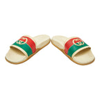 Gucci Interlocking Slide Sandals Shower Beige Green Red Rubber — view 4