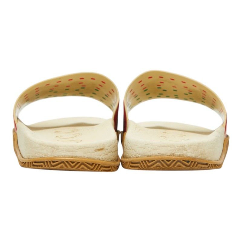 Gucci Interlocking Slide Sandals Shower Beige Green Red Rubber — view 3