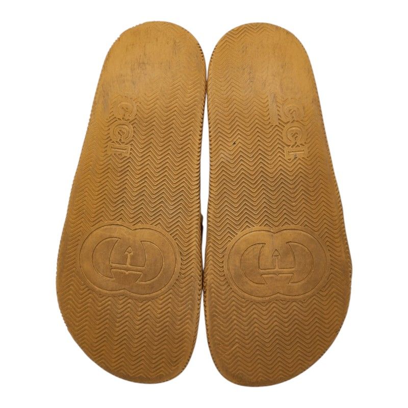 Gucci Interlocking Slide Sandals Shower Beige Green Red Rubber — view 5