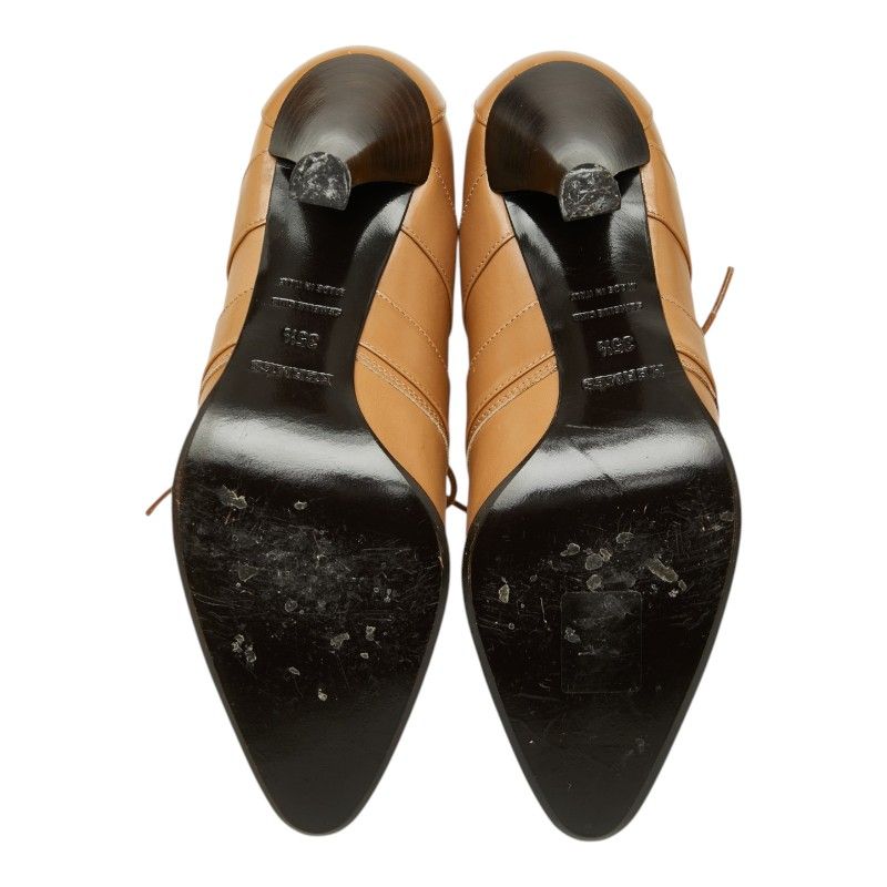 Hermes Strap Lace Up Ankle Bootie 35.5 Brown Leather Boot — view 5