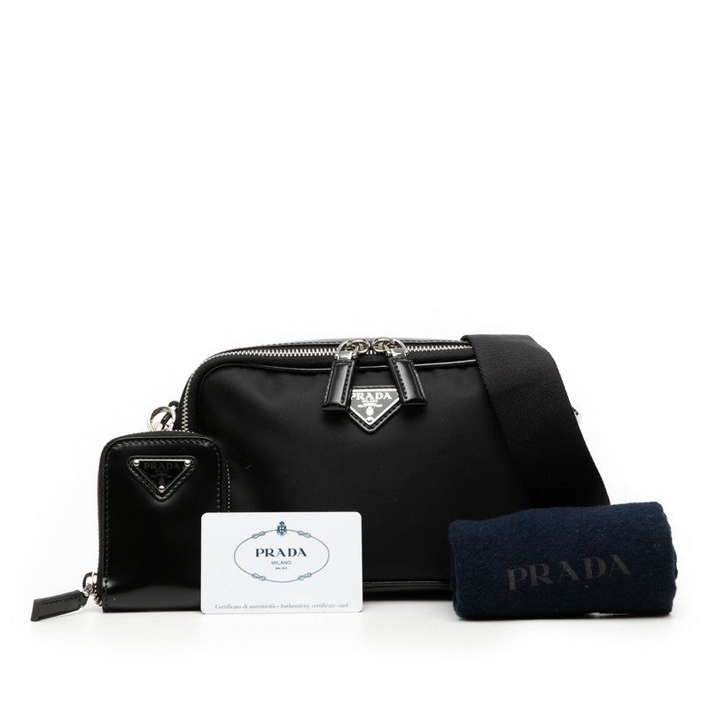 Prada Triangle Logo Re-Nylon Shoulder Bag Black Nylon Patent — view 6
