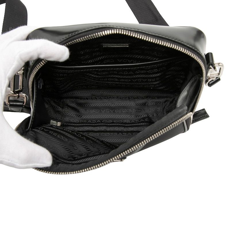 Prada Triangle Logo Re-Nylon Shoulder Bag Black Nylon Patent — view 4