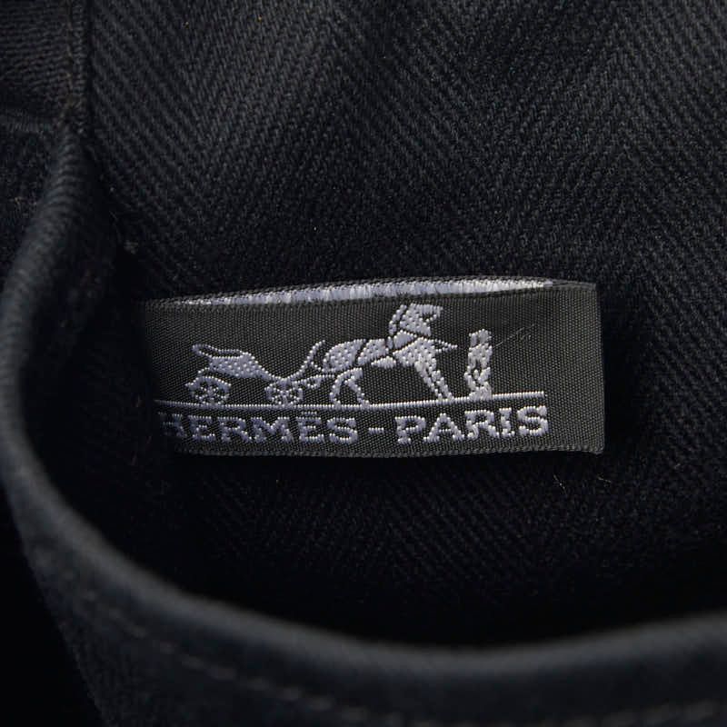 Hermes Valparaiso PM Handbag Black Toilet Blanc Leather Canvas — view 9