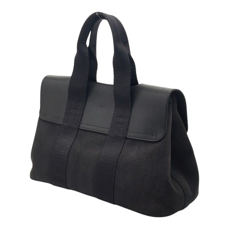 Hermes Valparaiso PM Handbag Black Toilet Blanc Leather Canvas — view 2