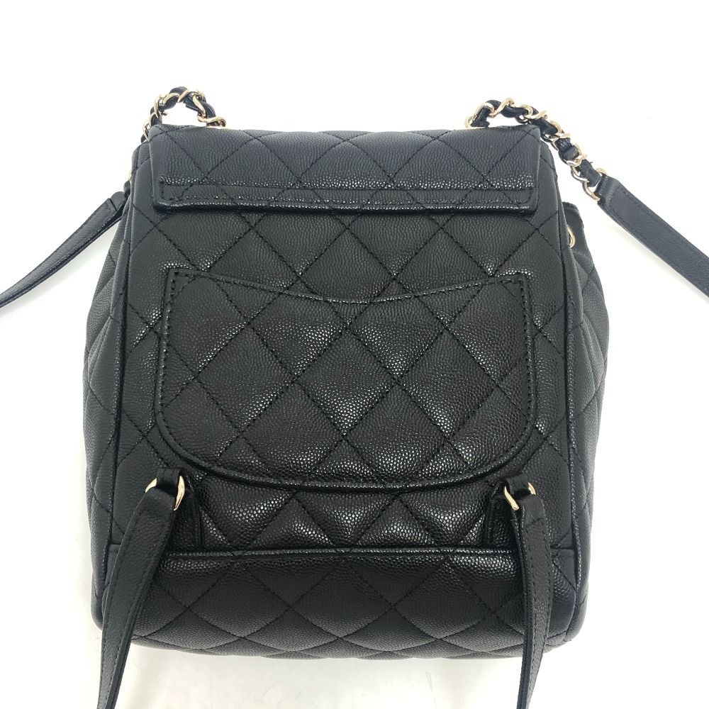 Chanel Backpack Quilted CC Logo Caviar Leather Black — view 2