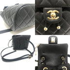 Chanel Backpack Quilted CC Logo Caviar Leather Black — view 7