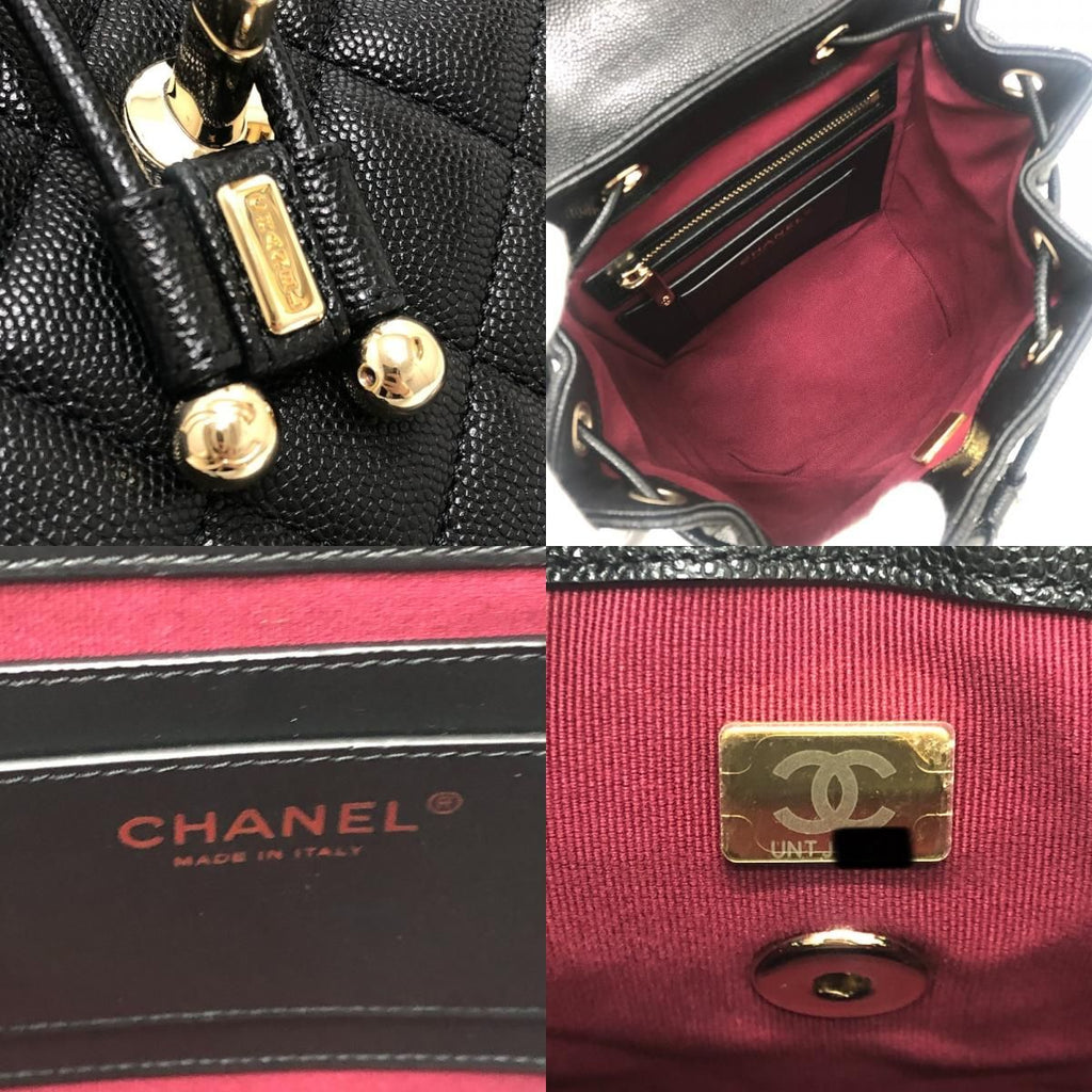 Chanel Backpack Quilted CC Logo Caviar Leather Black — view 8