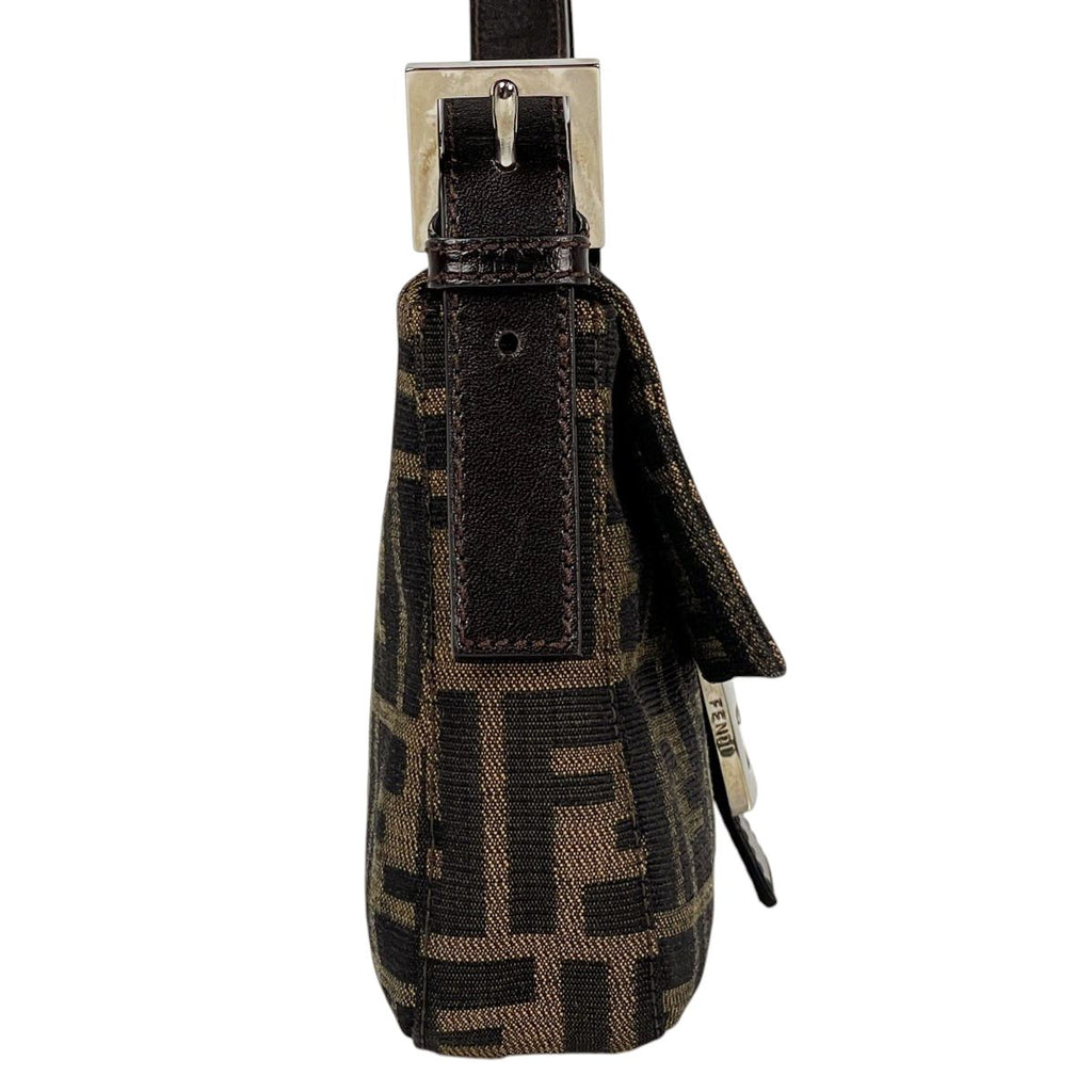 Fendi Zucca Pattern Mamma Baguette Shoulder Bag Canvas Brown — view 4