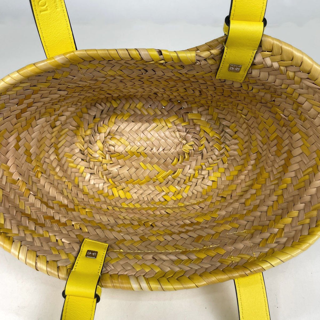 Loewe Basket Bag Small Bag Anagram Palm Leaf Handbag Raffia Beige Yellow — view 9