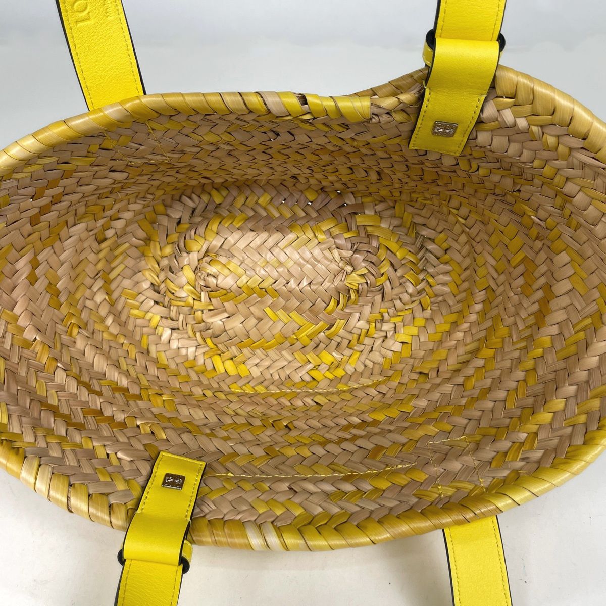 Loewe Basket Bag Small Bag Anagram Palm Leaf Handbag Raffia Beige Yellow — view 9