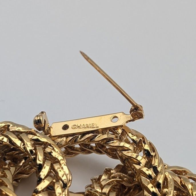 Chanel Brooch CC Logo Gold Ring 3 Rows Vintage — view 7