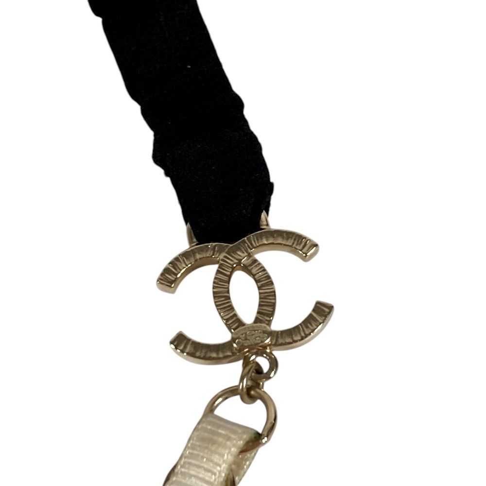 Chanel Headband Chain Camellia CC Logo Metal White Hair Accessory — view 5