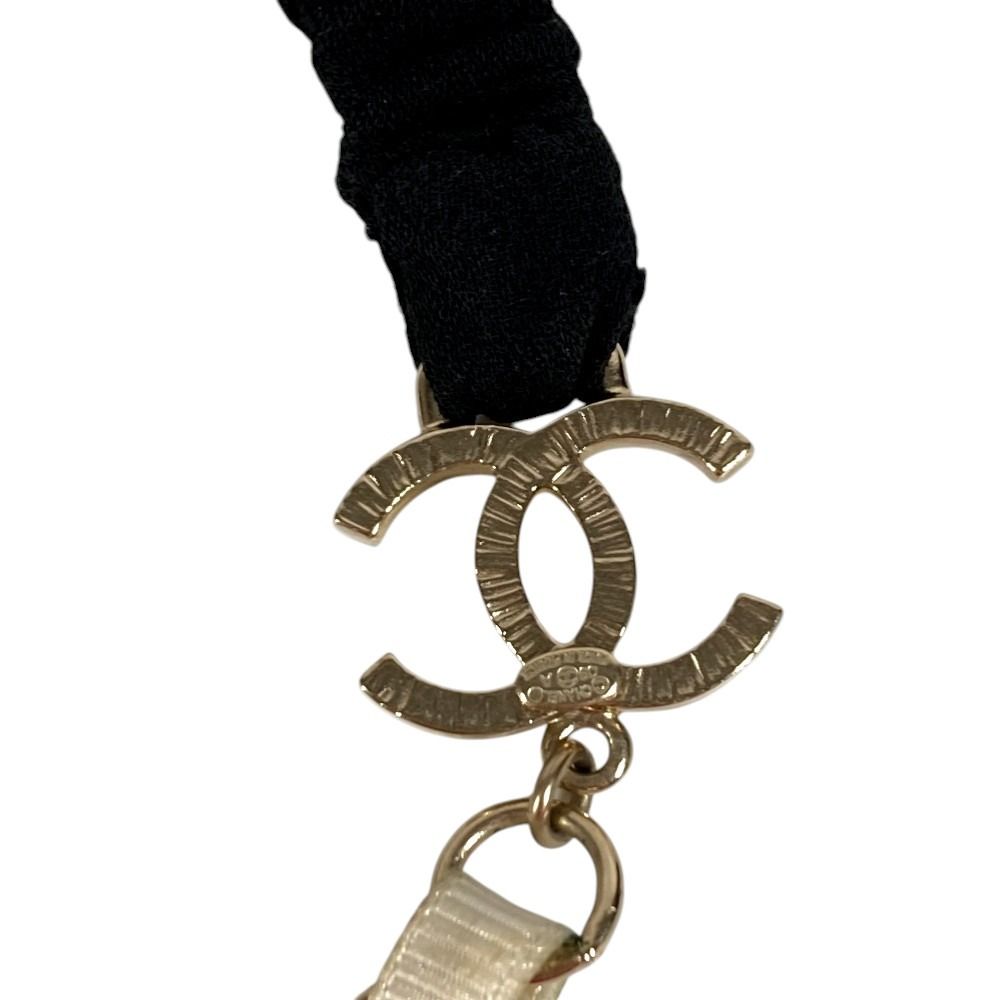 Chanel Headband Chain Camellia CC Logo Metal White Hair Accessory — view 6